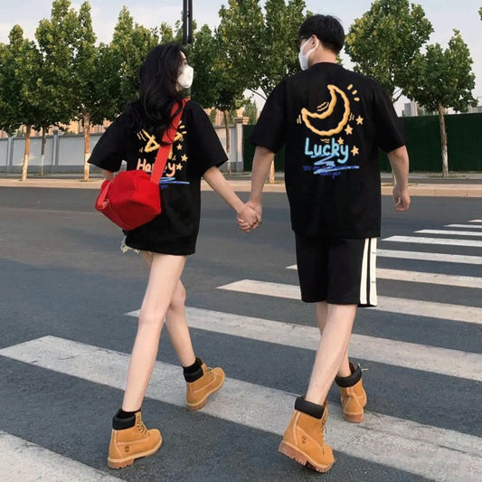 Different couple clothes summer suit 2023 new spring special clothes high-quality short-sleeved t-shirt female disoo