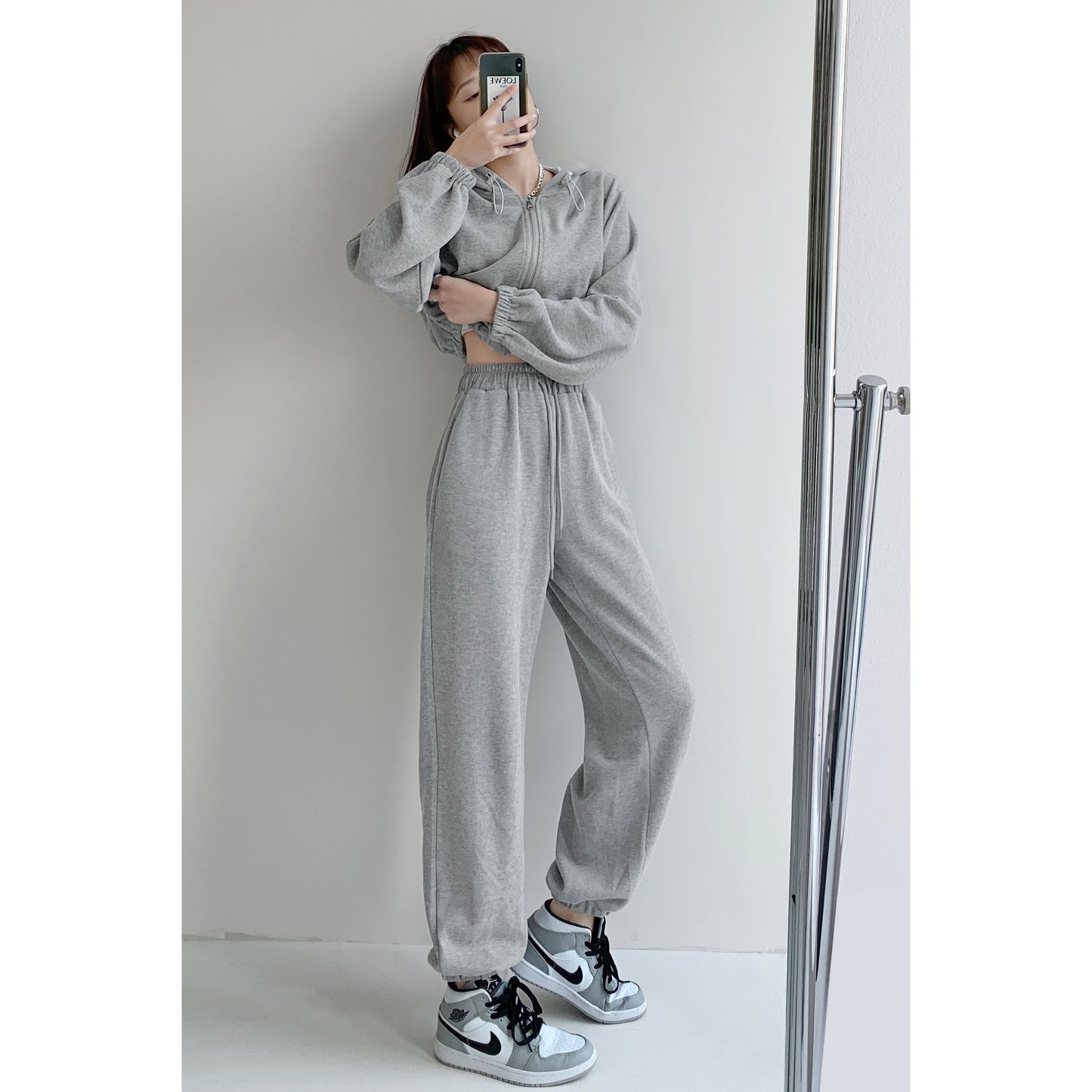 American street loose casual sports pants women's spring and autumn high waist drawstring trousers slim harem pants ins tide