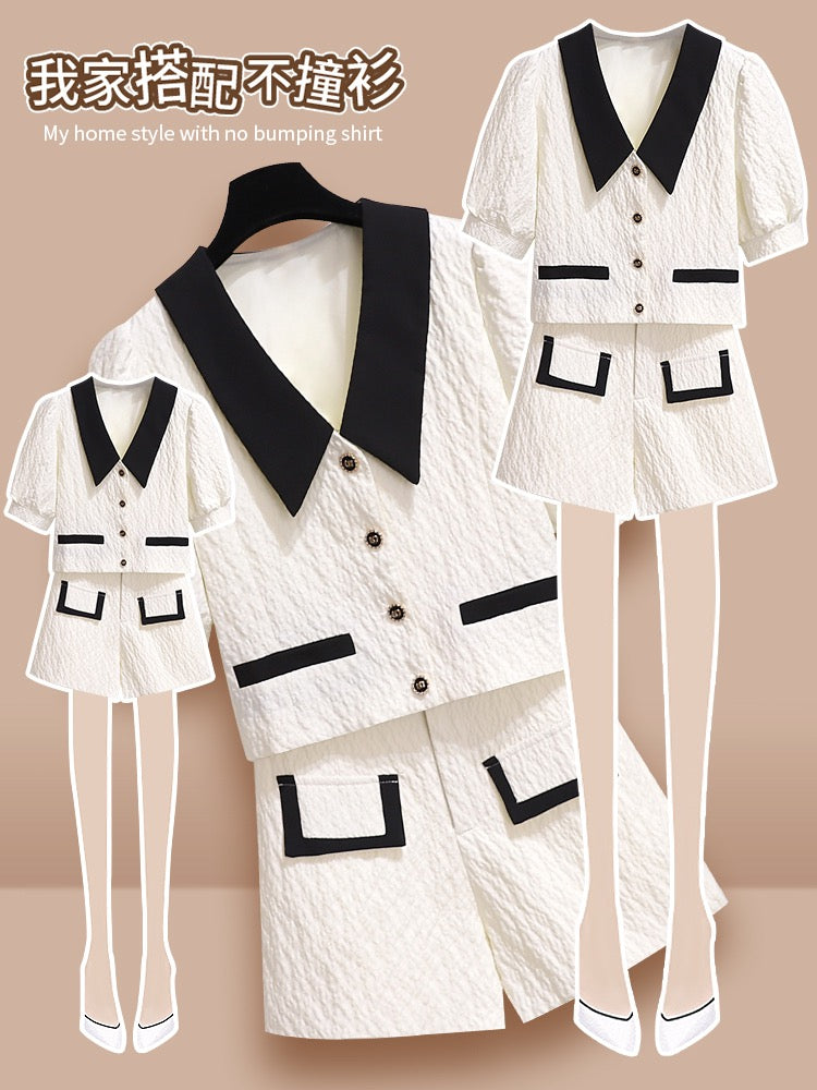 Small fragrance suit women's summer 2023 new small man wears a set of net red fashion shorts two-piece set