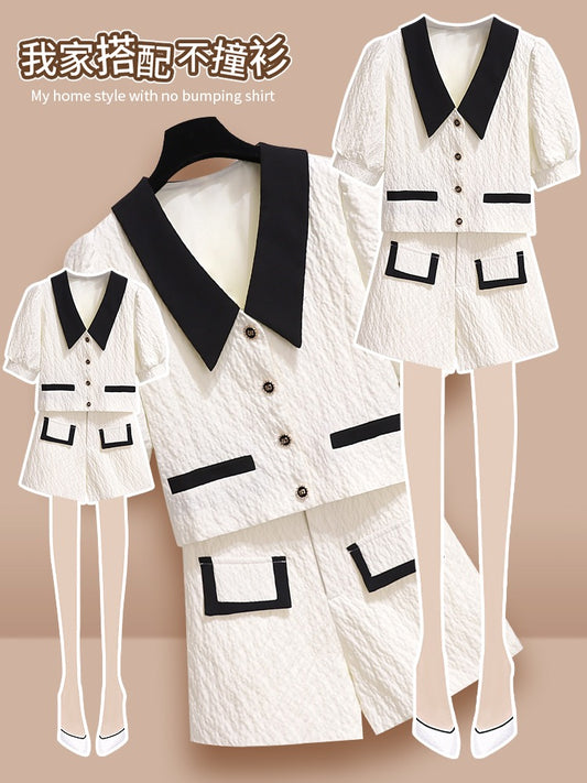 Small fragrance suit women's summer 2023 new small man wears a set of net red fashion shorts two-piece set