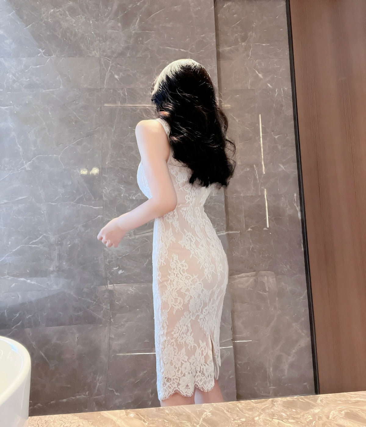 White Temperament Slim Slimming Lady Style Lace Dress Lee Nhi Boutique White Temperament Slim Slimming Lady Style Lace Dress Lee Nhi Boutique