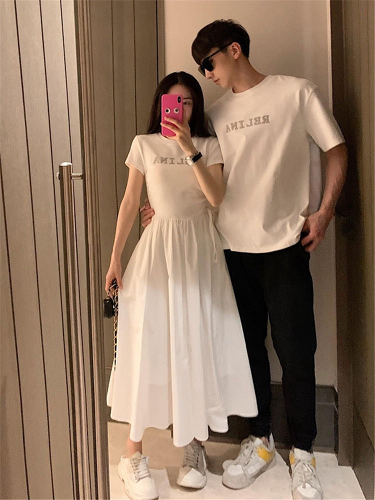 Sister's niche design sense couple outfit summer Korean version of sho – Lee Nhi Boutique