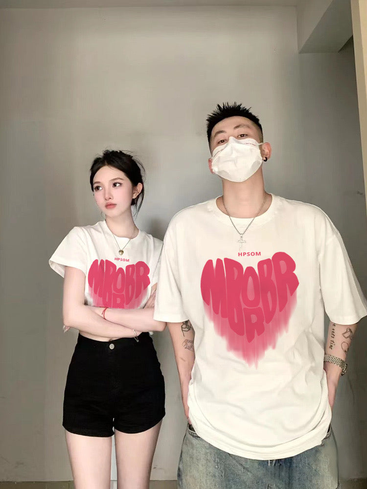 The same color couple clothes summer clothes Internet celebrity ins super hot trendy brand t-shirt high-end sense 2023 new trend short-sleeved half