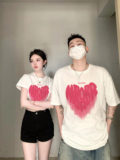 The same color couple clothes summer clothes Internet celebrity ins super hot trendy brand t-shirt high-end sense 2023 new trend short-sleeved half