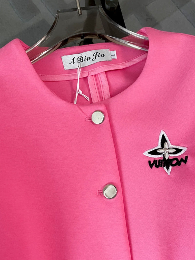 European Station Casual Fashion Suit Women's Summer 2023 New Age-reducing Pink Small Fragrance Short-sleeved Wide-leg Pants Two-piece Set