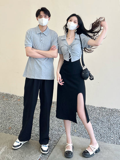 French couple's summer dress 2023 new one skirt and one dress design feeling niche fake two-piece dress high waist slimming