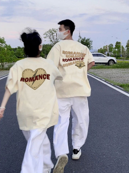 disoo different couple outfit summer suit 2023 new high-end design sense niche short-sleeved t-shirt roora