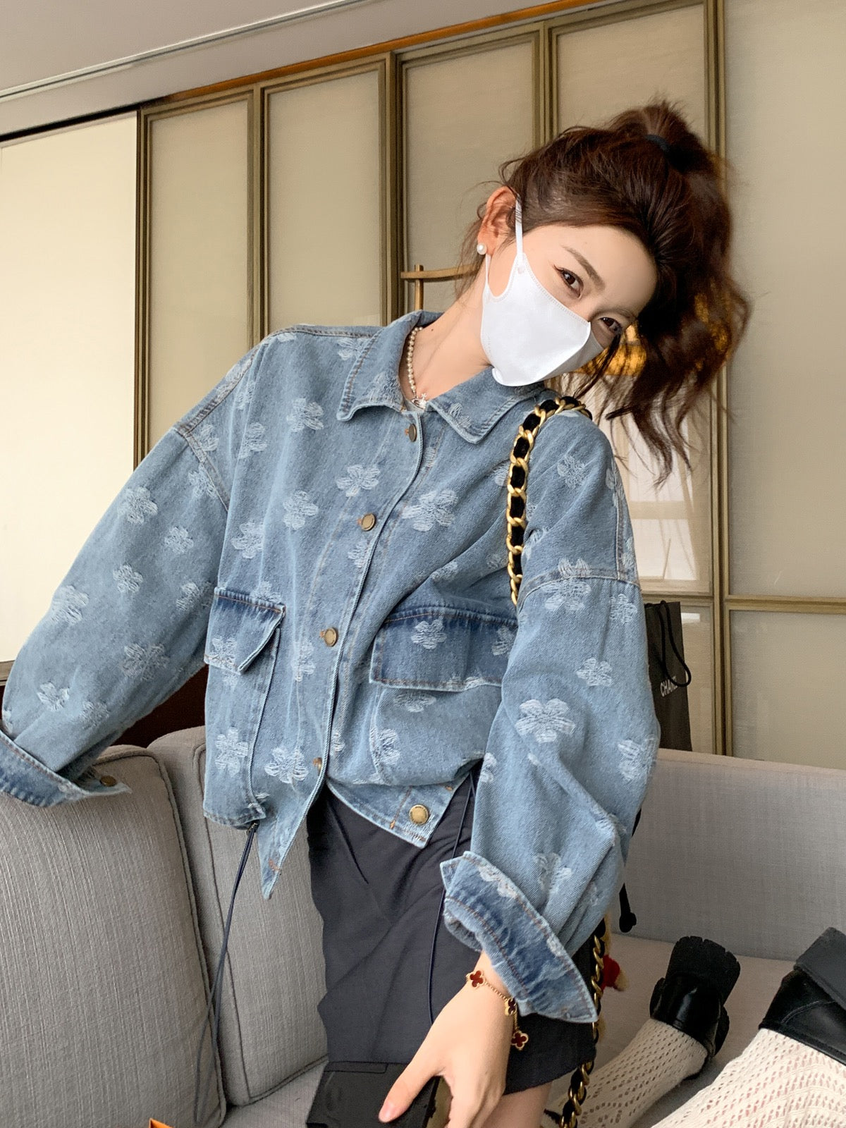 Short oversized sales denim jacket