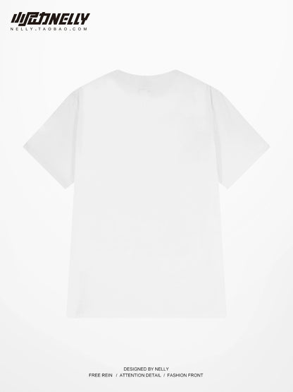 Hong Kong style cotton short-sleeved T-shirt men's summer ins trend 2023 new clothes loose half-sleeved T-shirt bear top