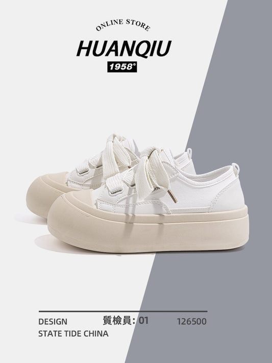 Universal white canvas shoes women's summer breathable chic all-match milk fufu small white shoes 2023 new big head thick bottom