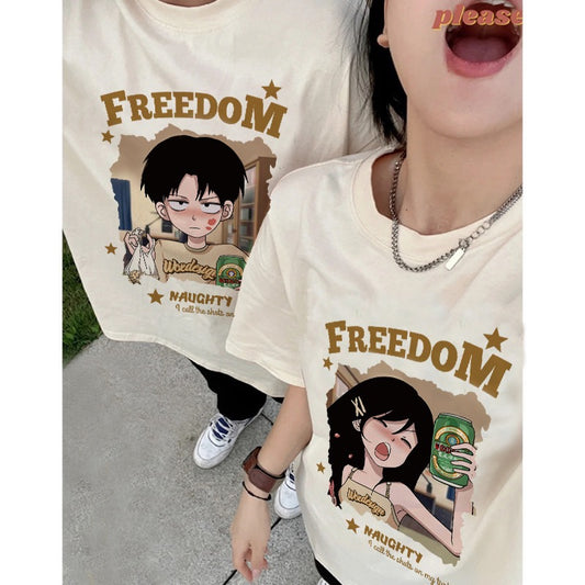 Different and special couple outfits summer high-end 2023 new trendy short-sleeved T-shirt suits for a man and a woman