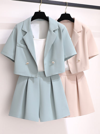 Professional suit suit female summer 2023 new net red small man wears a complete set of high-end shorts two pieces