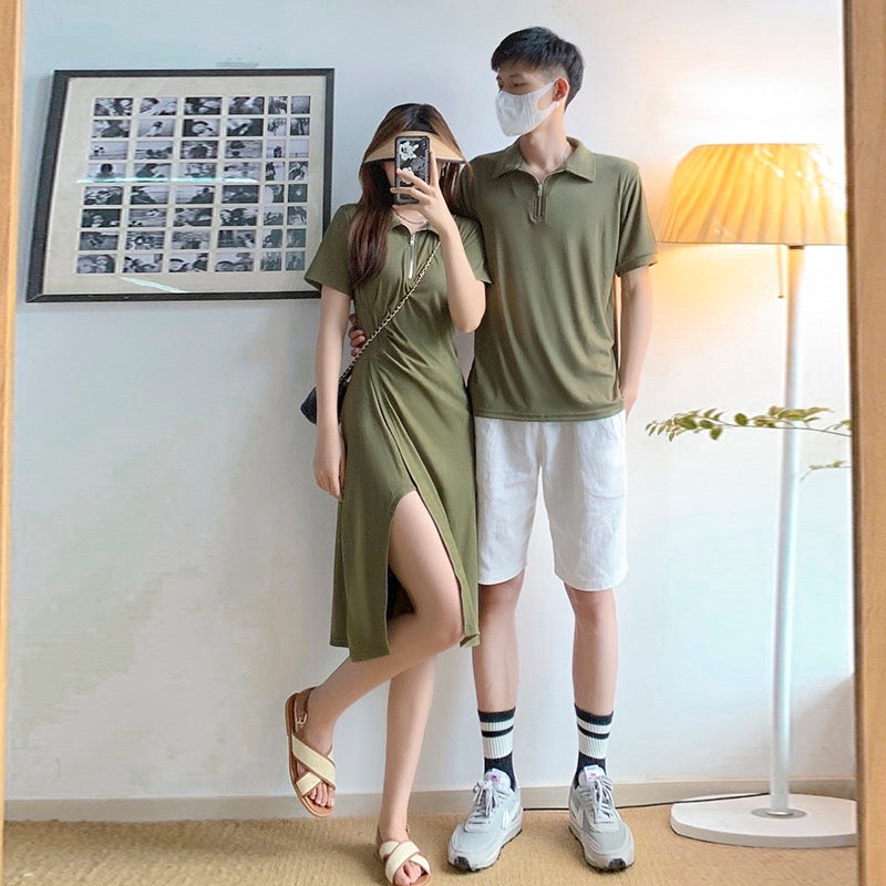 2023 new trendy design sense casual polo dress slimming summer for couples