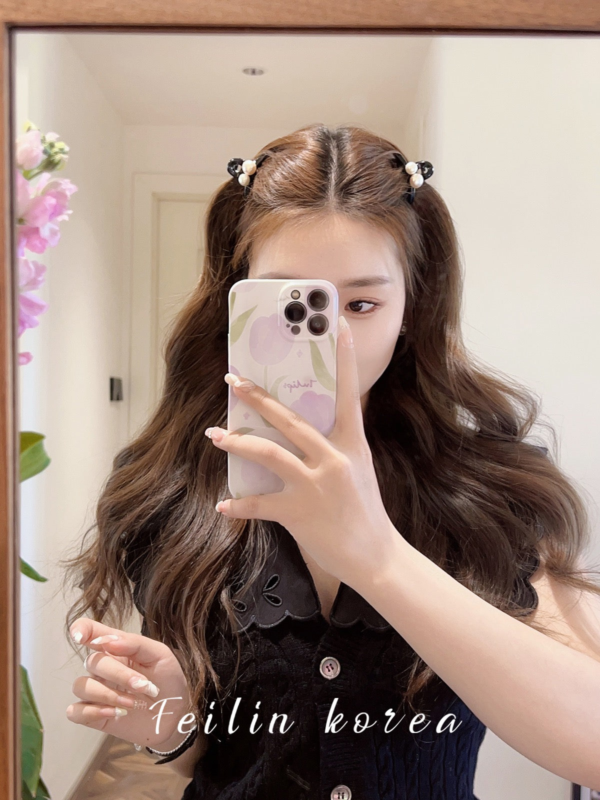 Princess head pearl small clip female clip headdress broken hair clip eight-character bangs forehead side clip 2023 new