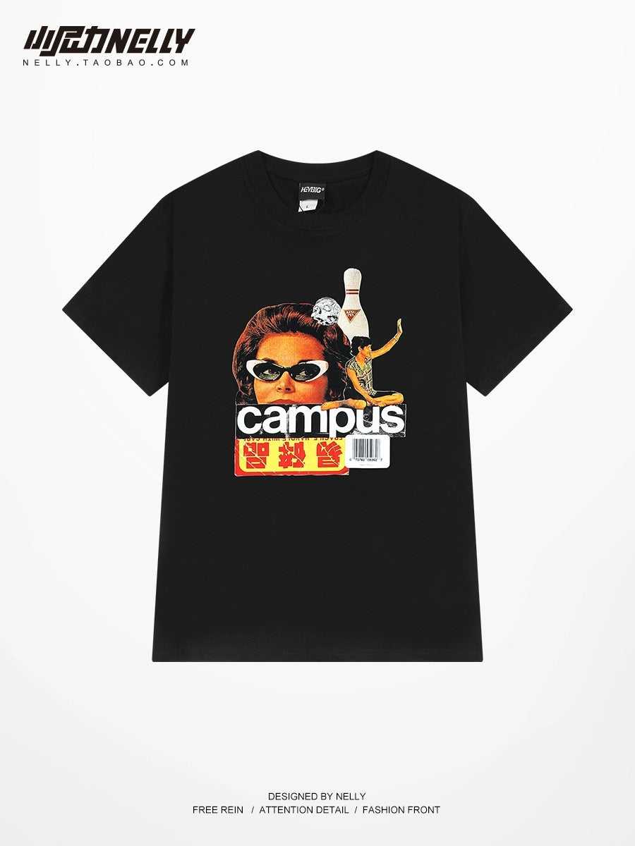Short-sleeved men's summer oversize half-sleeved cotton tide brand trendy clothes 300g heavy American retro t-shirt