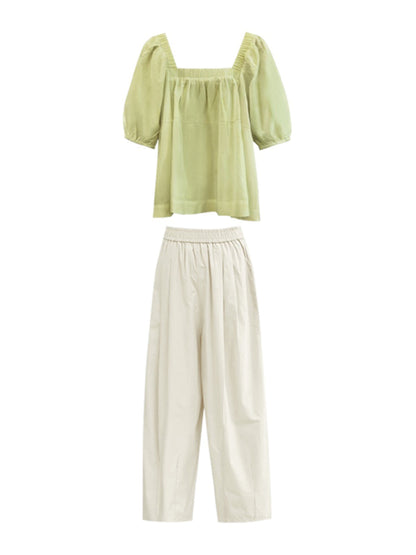 Summer two-piece set, small fresh tops and pants, small people wear a whole suit, casual women, lively and age-reducing western style