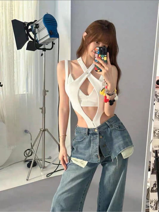 Angelicaka Original Design Exclusive Custom Coachella Jennie Same Spice Girl Hollow Sling Cross