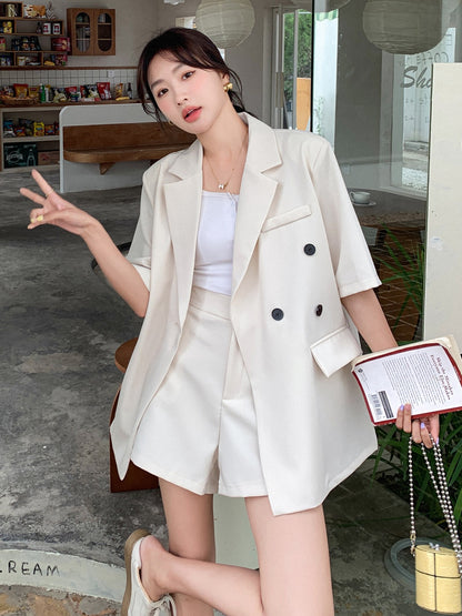 Thin suit suit female summer small man 2023 new design sense temperament thin casual shorts two-piece set