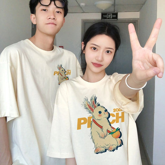 Not the same special couple outfit summer clothes set half short-sleeved high-end sense T-shirt men and women 2023 new spring