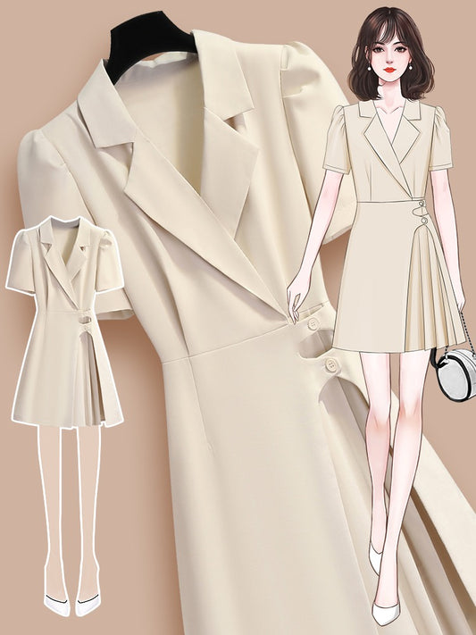 Suit skirt dress female summer 2023 new small man high-end sense formal occasion temperament goddess fan skirt
