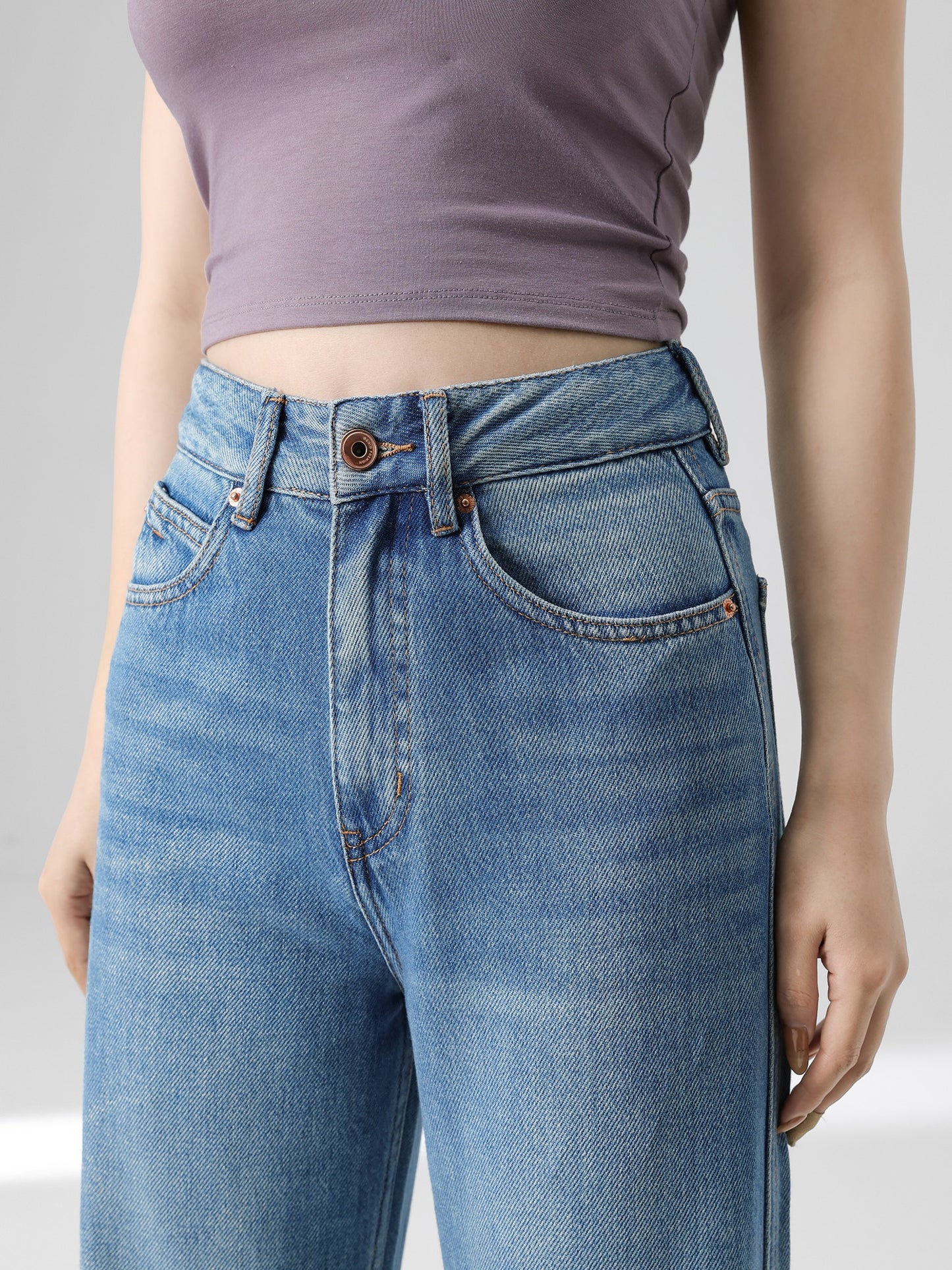 Wang Youshan high-waist denim wide-leg pants women's loose vertical trousers spring and summer 2023 new slim mopping pants