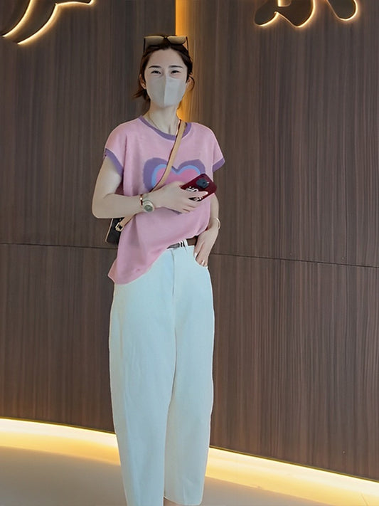 Summer clothes with a whole set of fat and thin Dopamine girls wear playful and lively age-reducing suits for women 2023