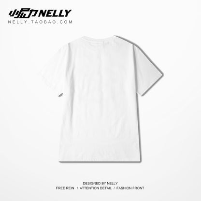 Korean ulzzang Harajuku cartoon male and female girlfriends Japanese couple printed T-shirt loose student short-sleeved tide