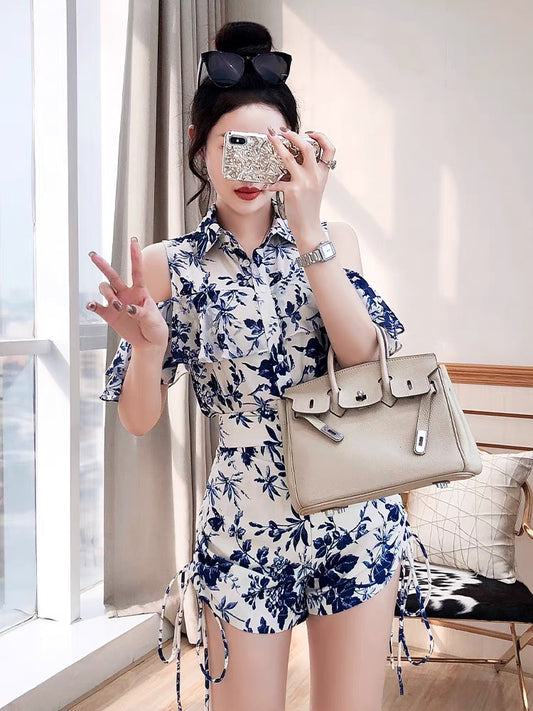 Small tall fashion suit women's 2022 new summer tops shorts playful and lively two-piece summer