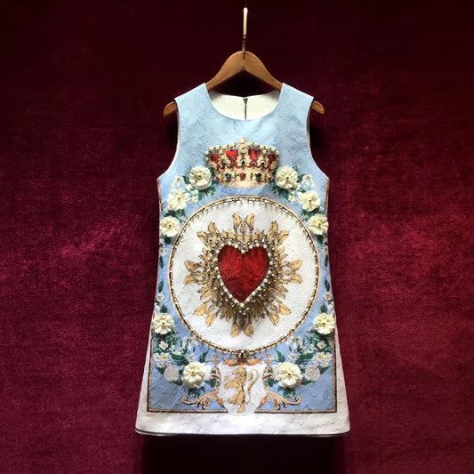 Retro French court ladies temperament baroque heavy industry beading high-end light luxury dress vest skirt female summer