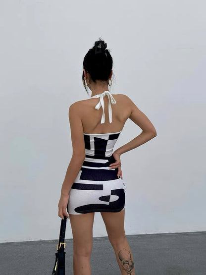 Jingye sexy halter neck suspender dress summer women's high-end temperament waist slim slimming hip skirt