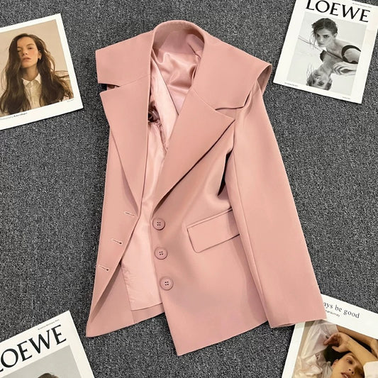 Pink navy collar suit jacket women's autumn 2022 new design Korean version casual temperament age-reducing suit 1749