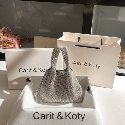 Carit Koty high-end rhinestone bag women 2022 new vegetable basket hand bucket bag sweet cool handbag