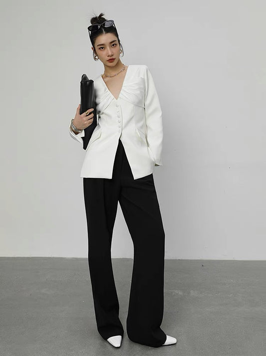 WANGXO black casual suit pants women's summer 2022 new temperament all-match straight wide-leg pants mopping trousers