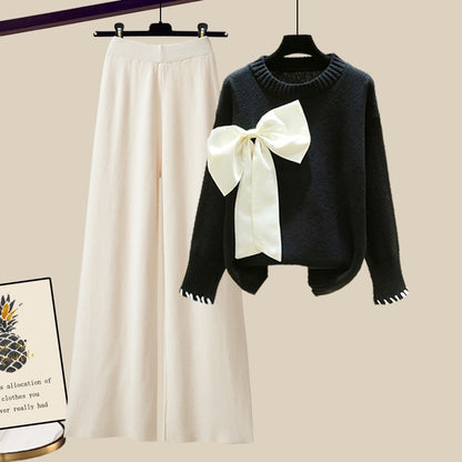 Two piece set of knitted sweater and casual pants