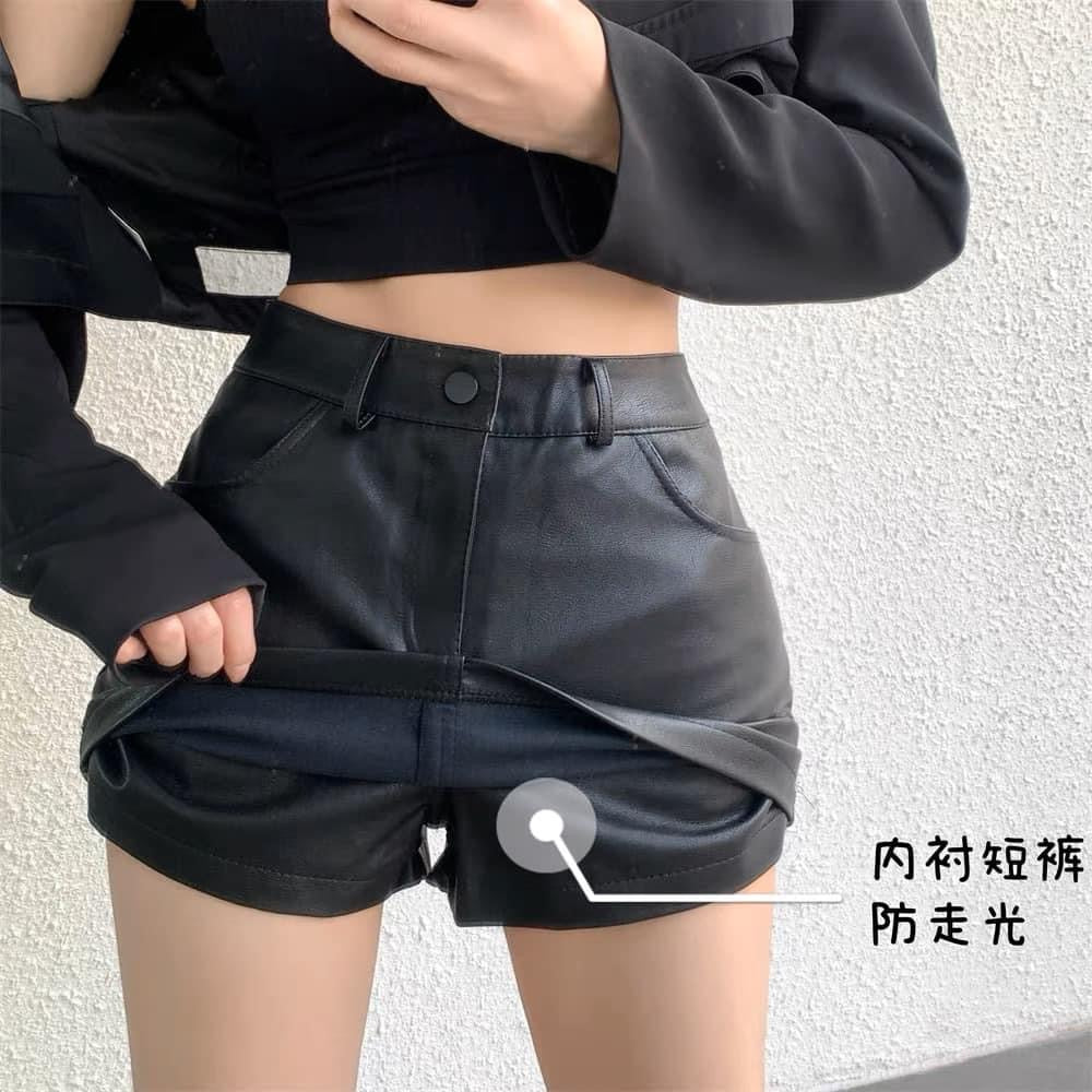 Black bag hip small leather skirt skirt women autumn and winter 2022 new hakama sexy little black skirt high waist a-line skirt