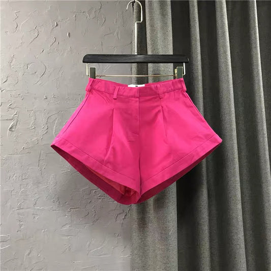 Korean version of high-waisted leg-length suit shorts women's niche design wide-leg pants 2022 autumn casual A-line hot pants boots q127