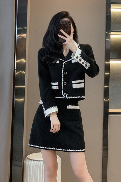 French temperament ladies short suit jacket skirt two-piece set 2022 autumn and winter new small fragrance suit women