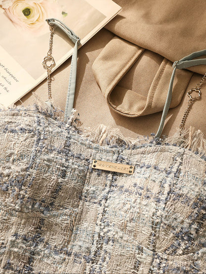 French chic and beautiful sweet cool chain babes camisole women's inner and outer wear design sense niche short top