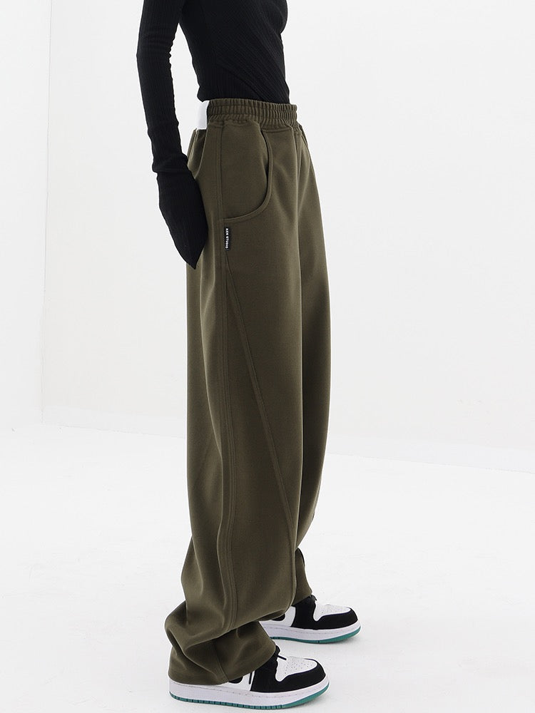 KEN STUDIO winter thickened sports pants women's autumn and winter woolen pants wide-leg pants casual pants banana pants pants