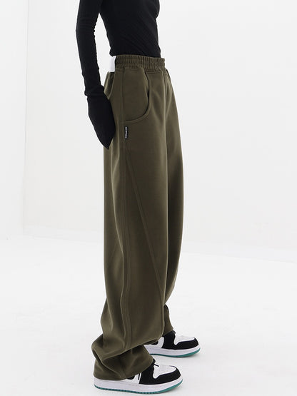 KEN STUDIO winter thickened sports pants women's autumn and winter woolen pants wide-leg pants casual pants banana pants pants