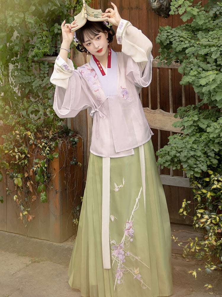 Grape You Huanxi Original Ming Dynasty Hanfu Female Fairy Elegant Chinese Style Collar Shirt Green Horse Face Skirt Full Set Spring and Autumn