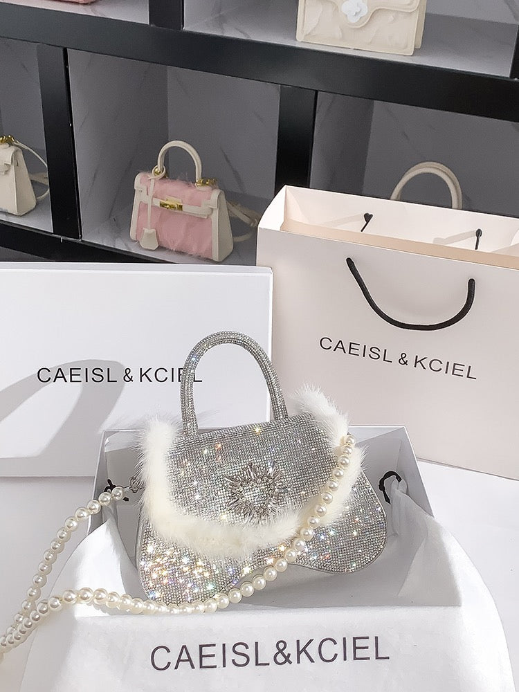 CAEISL&KCIEL women's bag niche design high-end plush diamond handbag women's 2023 new messenger bag