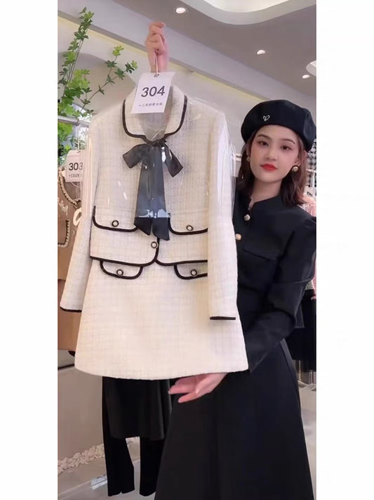 Autumn 2022 new temperament celebrity small fragrance suit female net red hot small dress coat skirt two-piece set