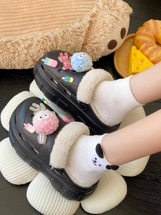 Net red high-quality Baotou slippers women's outer wear autumn and winter 2022 new thick bottom cute non-slip plus velvet cotton slippers