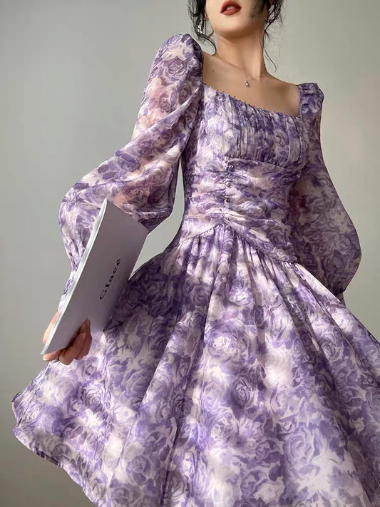 Aconiconi｜Amethyst & Starfire Tea break dress French high-end niche design girl short dress