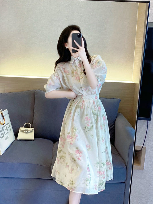 Light and familiar style women's suit Hong Kong flavor 2022 new temperament celebrity royal sister high-end floral skirt two-piece female summer 2038