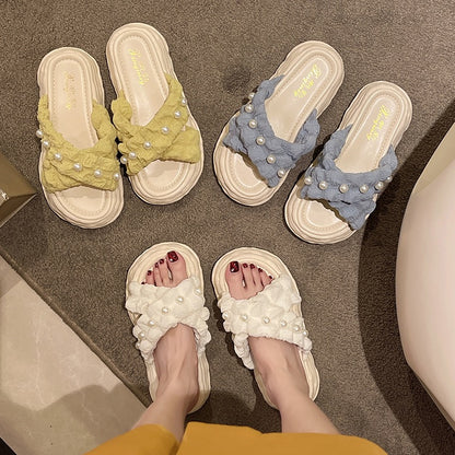 Fairy wind sandals women's summer wear 2023 new style dissolved thick-soled platform shoes seaside vacation beach slippers ins