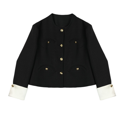 MUKOK high-end black small fragrance short jacket women's 2023 spring new slim temperament short top