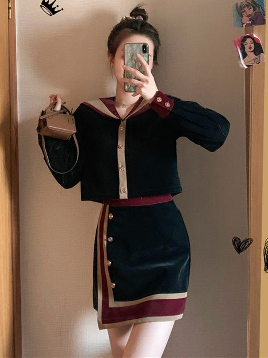 Small fragrant wind suit 2022 spring new female small net red temperament fashion celebrity skirt two-piece set