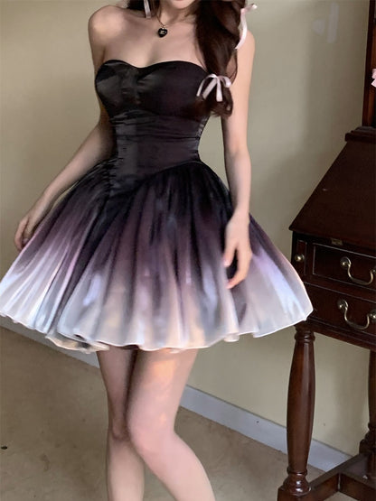 MOXI dark sexy babes sling dress design sense strap waist slimming cake skirt tutu skirt autumn